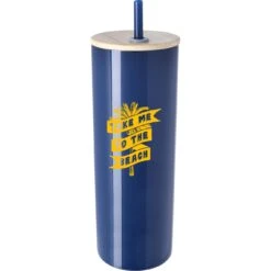 Double Wall Stainless Steel Tumbler With Bamboo Lid And Straw (20 Oz.)