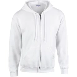 Gildan Adult Heavy Blend Full-Zip Hooded Sweatshirt (Men's, White)