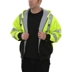 Hi Vis Safety Hoodie (Unisex, Lime/Black)