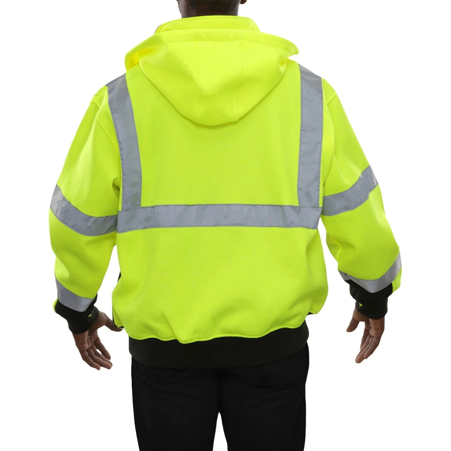 Hi Vis Safety Hoodie (Unisex, Lime/Black) - Image 2
