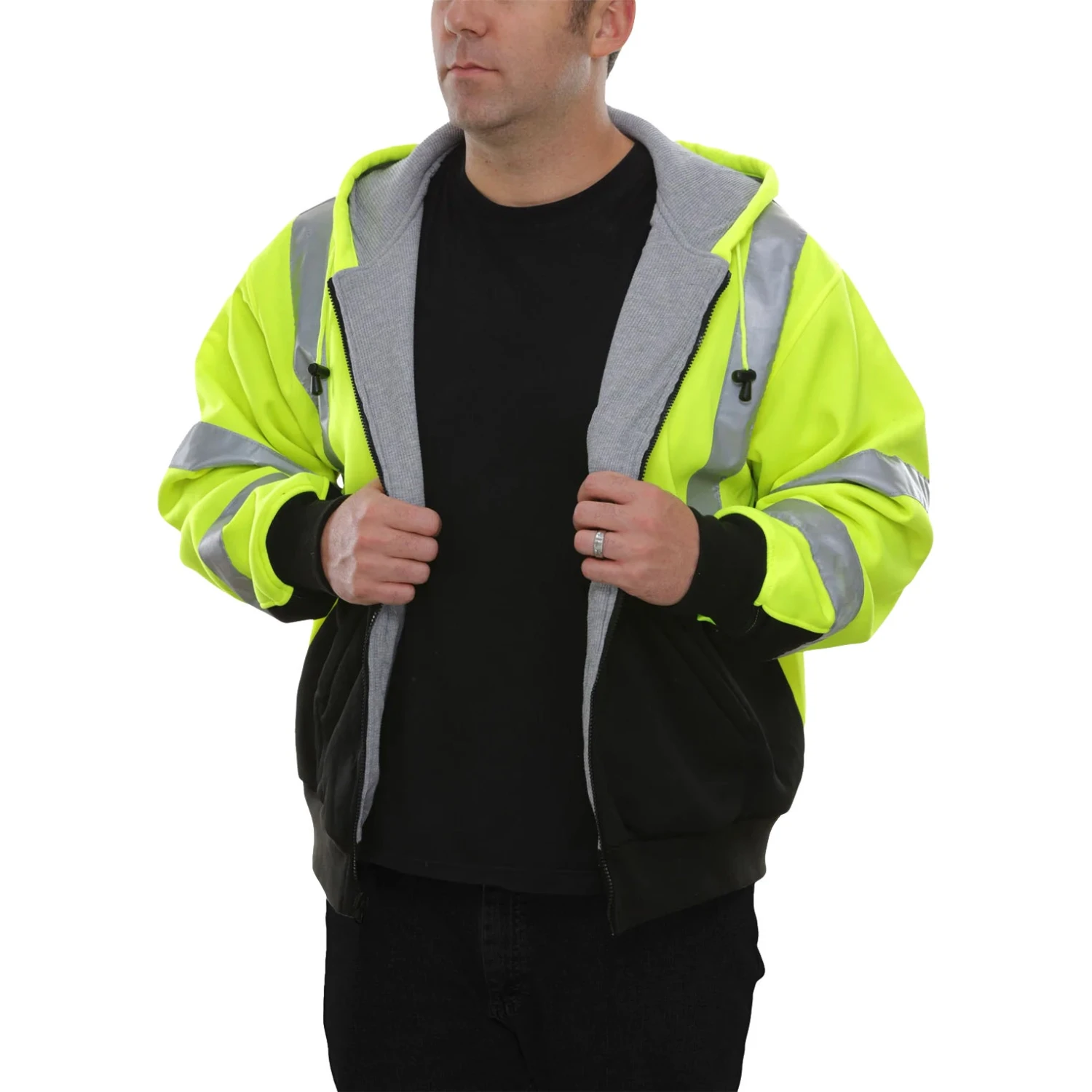Hi Vis Safety Hoodie (Unisex, Lime/Black)