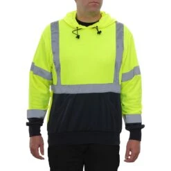 Hi Vis Safety Hoodie (Unisex, Lime/Navy)