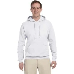 Jerzees Adult NuBlend Fleece Pullover Hooded Sweatshirt (Men's, White)