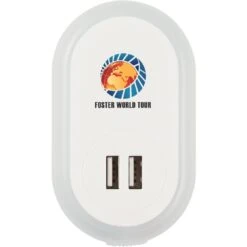 Nightlight AC Adapter With Dual USB Ports (UL Listed)