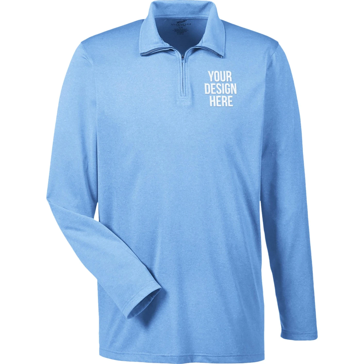 UltraClub Cool And Dry Heathered Performance Quarter-Zip Shirt (Men's) - Image 10