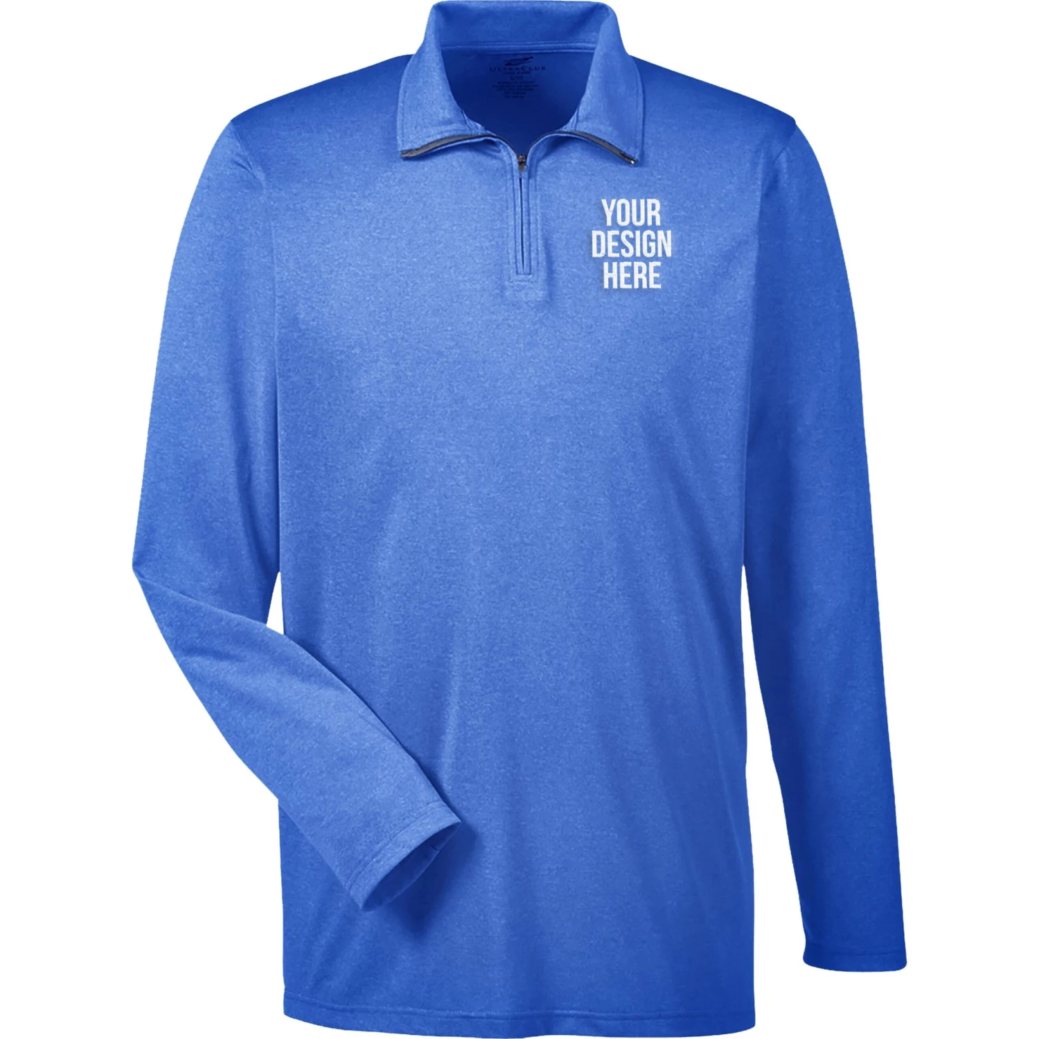 UltraClub Cool And Dry Heathered Performance Quarter-Zip Shirt (Men's) - Image 8