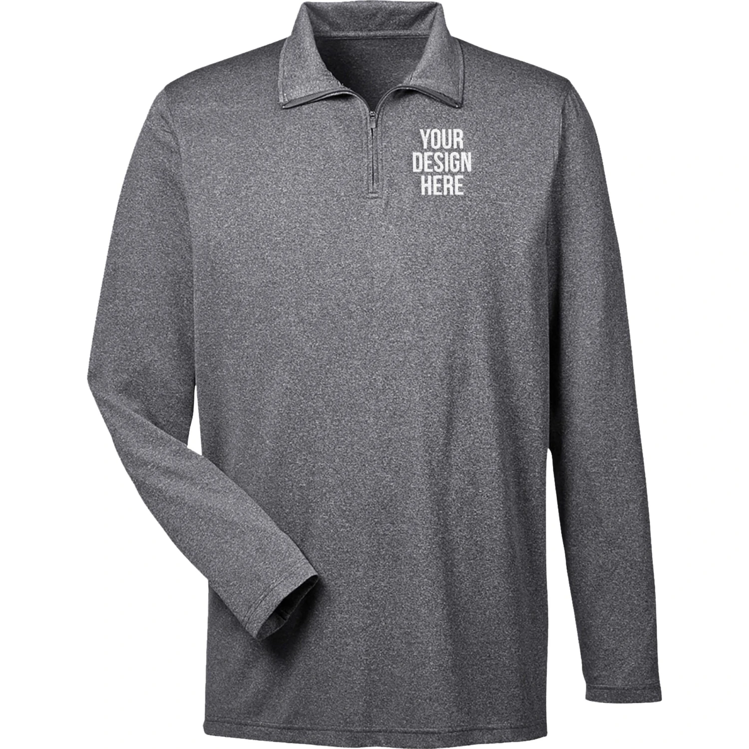 UltraClub Cool And Dry Heathered Performance Quarter-Zip Shirt (Men's) - Image 6