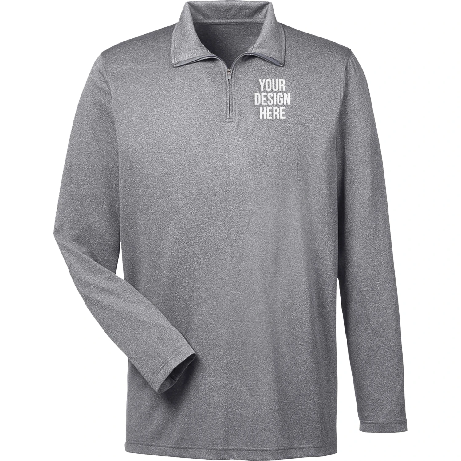 UltraClub Cool And Dry Heathered Performance Quarter-Zip Shirt (Men's) - Image 4